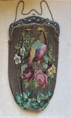 COMO ESTÁ - Antiguo bolso de cuentas de punta pequeña esmalte esterlina austro húngaro 1900 - COMO ESTÁ Foto 1 de 4