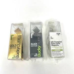 New Sealed Buckycubes Black Silver Gold Edition Bundle Lot 3 Rare Earth Magnets - Imagen 1 de 5