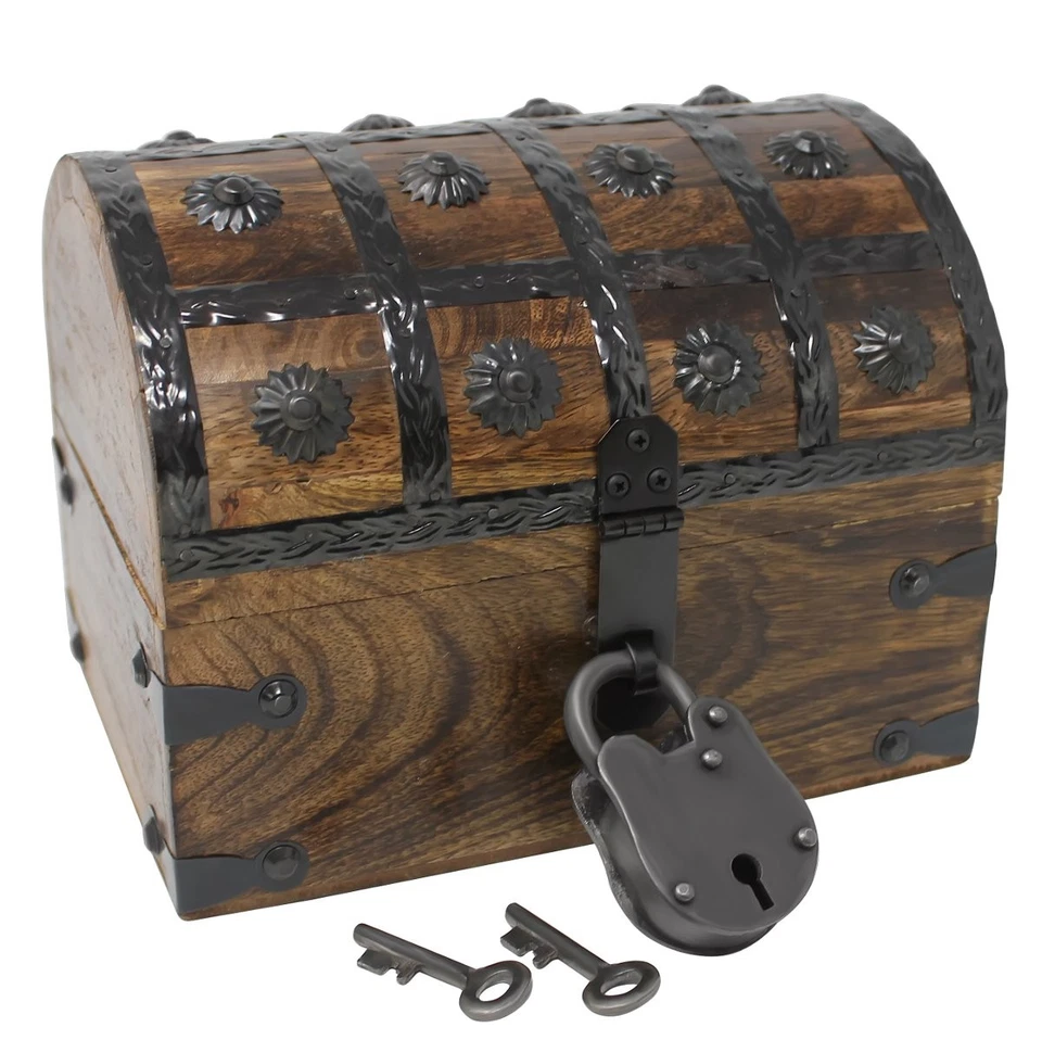 Nautical Cove Pirate Treasure Chest With Iron Lock and Skeleton Key - Storage