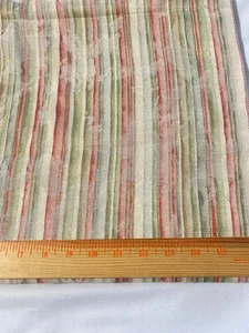 Drapery/upholstery weight fabric/green,tan, off white stripe 3 yds x 46" - Picture 1 of 2