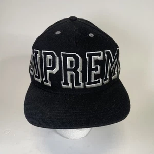FW13 Supreme Banner 5-Panel Black Hat Big Logo Cap ASAP ROCKY 2013 Adjustable - Bild 1 von 6