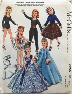 Vtg '50s Sew Pattern~McCall 2255~Wardrobe:10-1/2" Fashion Doll~Gown+Tutu+Bra+~UC - Picture 1 of 1