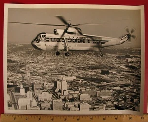 VINTAGE PHOTOGRAPH AIRCRAFT SIKORSKY HELICOPTER CHOPPER LOS ANGELES LA AIRWAYS ! - Picture 1 of 2
