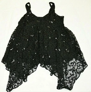 Top de encaje negro para mujer Millau cuello lentejuelas forrado sin mangas talla pequeña - Imagen 1 de 6