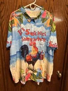 Margaritaville Jimmy Buffet It’s 5 O’clock Somewhere Rooster Beach Hawaiian 4XL - Picture 1 of 3