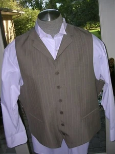 #706 BIG MAN MENS PINSTRIPED LAPEL VEST VICTORIAN COLONIAL DICKENS STEAMPUNK 50R - Picture 1 of 4