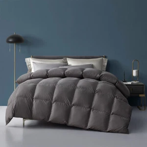 All Season King/Queen Grey Down Feather Comforter Duvet Inserts 100% Cotton - Picture 1 of 6