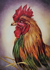 Martin Katon Rooster animal art on Canvas #'d & Hand signed Chicken cock farm - Picture 1 of 6