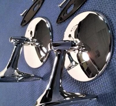 1961-1962 CHEVY IMPALA 60-63 PICKUP TRUCK 62-65 NOVA CHROME OUTSIDE MIRROR SET - Image 1 of 3