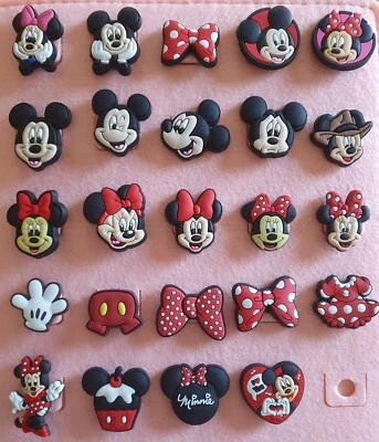 MINNIE MICKEY and FRIENDS Mouse Red Spotty Croc Shoe/Bag Charms Cute UK SELLER