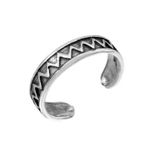 Anillo/anillo de dedo ajustable oxidado en zigzag de plata de ley 925 - Imagen 1 de 1