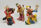 3 Vintage Norleans Hand Painted Resin Clowns Figures Italy Violin Trumpet Juggli