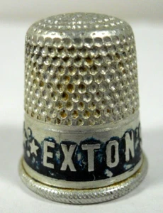 vintage Exton's Crackers promo ad metal thimble blue stripe stars retro decor - Picture 1 of 7