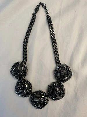 Banana Republic Statement Necklace Crystal Black Gems Jewels Rhinestone EUC - Image 1 of 4
