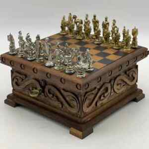 Personalized Boxed Puzzle Chess Set With Hidden Compartment With Chess Board