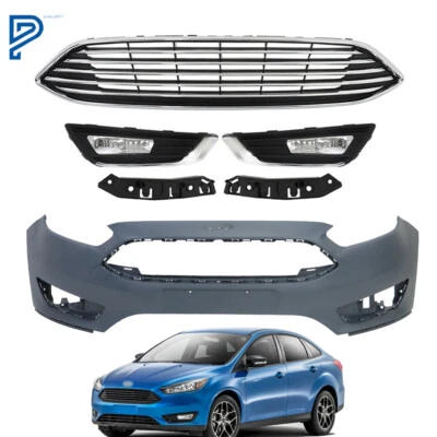 Cubierta de parachoques delantero + parrilla superior con kit de luces antiniebla para Ford Focus 2015 2016-2018 Foto 1 de 4