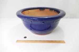 Grande ciotola o fioriera smaltata blu cobalto francese. Dia. 14,5" - Foto 1 di 10