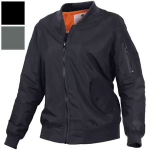 Womens Lightweight MA-1 Flight Jacket Enhanced Nylon Military Ladies Bomber Coat - Picture 1 of 8