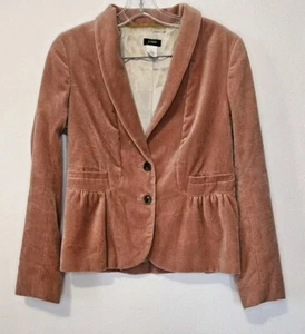 J CREW Eden Womans Light Rose Color Velvet Blazer Peplem Cotton Classy Size 6 - Picture 1 of 7