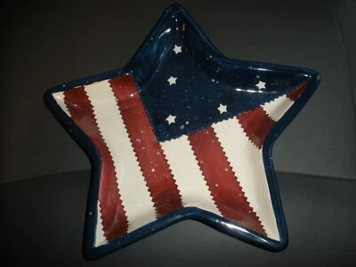 NUEVO Ganz Bella Casa 10" Bandera Americana Star Bowl Plato Plato Foto 1 de 3