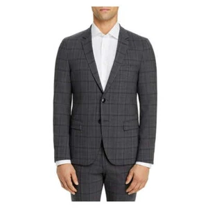 Hugo 288454 Boss Red Label Anfred Gray Single Breasted Windowpane Jacket 38R - Picture 1 of 3