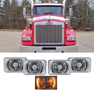 4 peças 4x6"" faróis de LED HALO feixe selado para Peterbilt Kenworth T800 W900 - Imagem 1 de 4