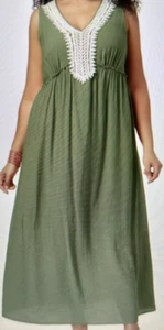 NY Collection Womens Green Maxi Dress Sz 1X  Lace Front Boho Festival Beach NWT - Picture 1 of 12