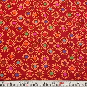 OOP Kaffe Fassett 2007 Flower Dot for Rowan Red Cotton Fabric by the HALF YARD - Picture 1 of 2