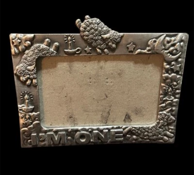 Винтажная серебряная рамка для картин «Я один» 4x6 овцы, луна, подсвечники и звезды  - Изображение 1 из 4