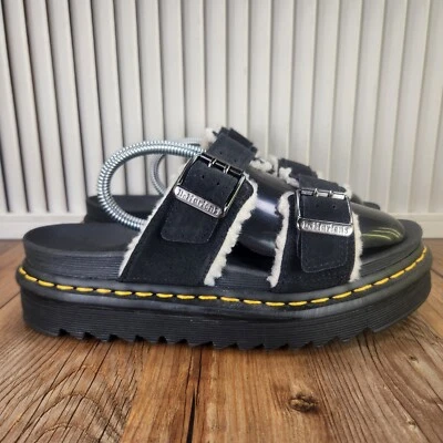 Dr. Martens Myles Womens Sz 9 Black Leather Lined Grunge Platform Slide Sandals - Image 1 of 4