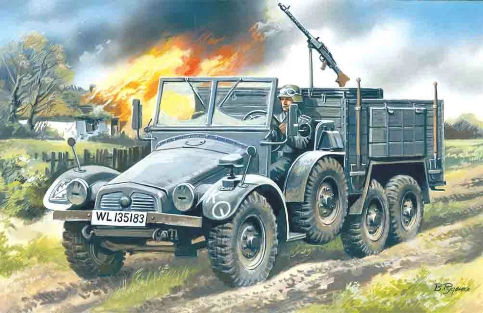Krupp L2h143 Kfz.70, German Light Army Truck 1:72 Plastic Model Kit ICM - Immagine 1 di 1