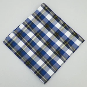 THE MENS STORE Navy Blue Black Plaid Pocket Square Poly Cotton Blend NWT - Picture 1 of 2