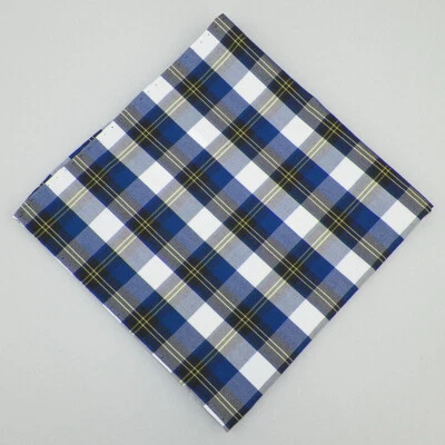 THE MENS STORE Navy Blue Black Plaid Pocket Square Poly Cotton Blend NWT - Image 1 of 2
