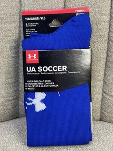 ✅ $15 Under Armour Socks Navy Blue UA Soccer Cushioned Over-the-Calf Youth L - Picture 1 of 3
