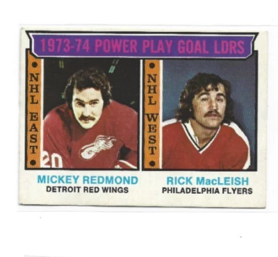 1974-75 O-Pee-Chee #6 Power Play Goal/Leaders/Mickey Redmond/Rick MacLeish EXMT - Image 1 of 2