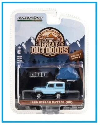 1969 NISSAN PATROL (60) WITH TENT & LADDER GL #38050-A BLUE DIECAST SCALE 1/64 - image 1 of 4