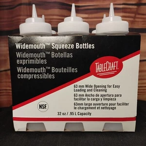 Tablecraft 32 oz Clear Widemouth Squeeze Bottle 6-Pack - Picture 1 of 3