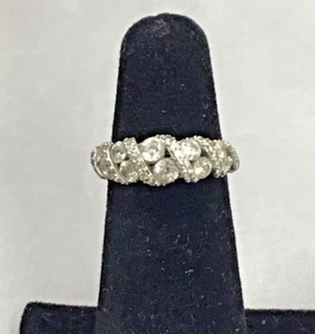 CUBIC ZIROCONIA BELADEN BAND ~ STERLINGSILBER RING ~ GRÖSSE 5 ~ GUT MARKIERT - Bild 1 von 5