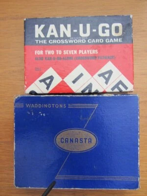 Vintage 2 x CARD GAMES  KAN-U-GO + BLUE BOX CANASTA WADDINGTONS - Image 1 of 4