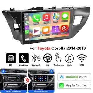 10" Android 14 Apple Carplay Car Stereo GPS 4+64G For Toyota Corolla 2014-16 US - Bild 1 von 13