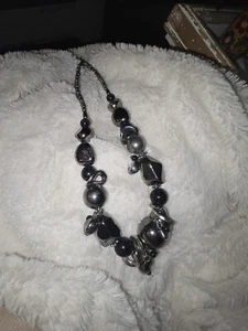 PREMIER DESIGNS ? Jewelry Black and Silver Tone Chunky Necklace - Picture 1 of 2