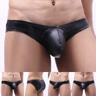 Modern and Elegant Mens Wet Look Faux Leather Brief Bulge Pouch Trunks