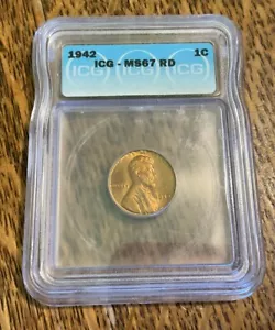 1942 Lincoln Wheat Cent 1c ICG MS67 RED GEM - Picture 1 of 3