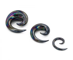 Black Rainbow Spiral Ear Plug Jewelry 0g New Body Jewelry - Picture 1 of 2