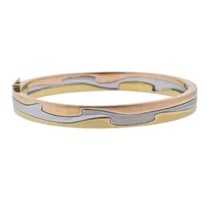 Beautiful Georg Jensen 18k. Rose, White & Yellow Gold Bangle Bracelet 6.5" - Picture 1 of 12