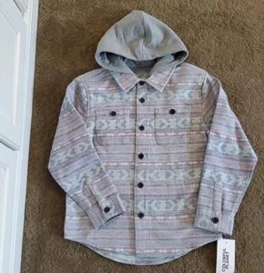 Boys Colorful Planet Printed Flannel Shacket with Hood Size Sm 6/7 Lar 10/12 NWT - Picture 1 of 1