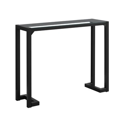 Monarch I 2106 Accent Table-42" L Tempered Glass Hall Console Black - Image 1 of 4
