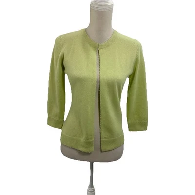 Suéter feminino Griff 100% cashmere pequeno preppy silencioso luxo verde frisado - Imagem 1 de 4
