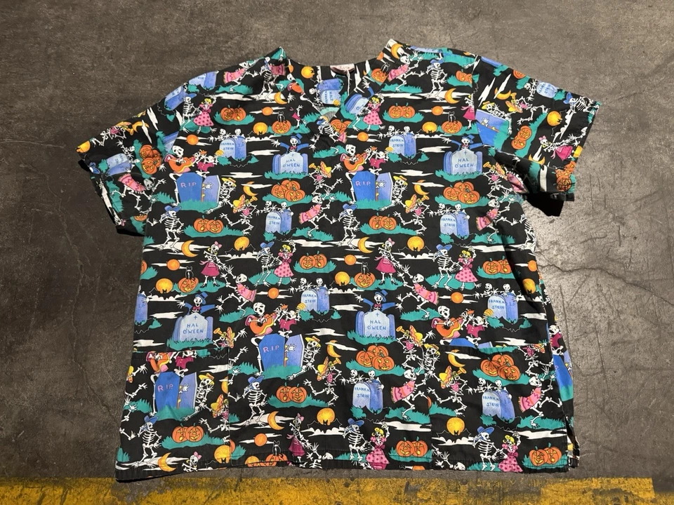 Vintage Halloween Skeleton Scrubs 3X - Image 1 of 4