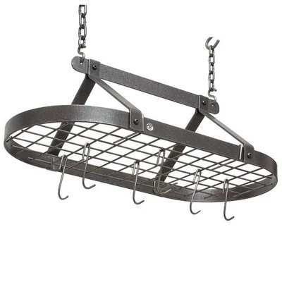 Decor Classic Oval-Shaped Ceiling Pot Rack, Hammered Steel Medium - Image 1 of 3